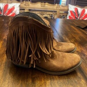 Fringe Suede Ankle Booties